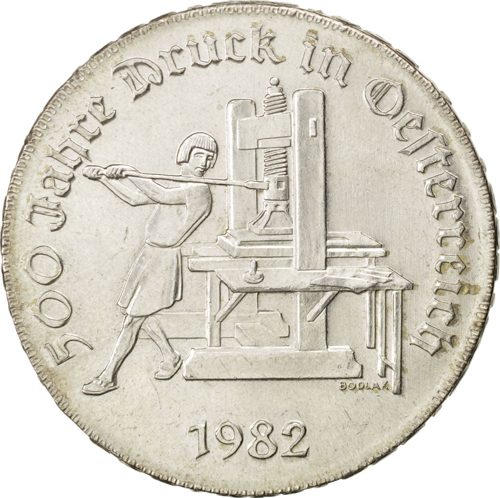 AUSTRIA, 500 Schilling, 1982, KM #2957, AU(55-58), Silver, 38, 23.90