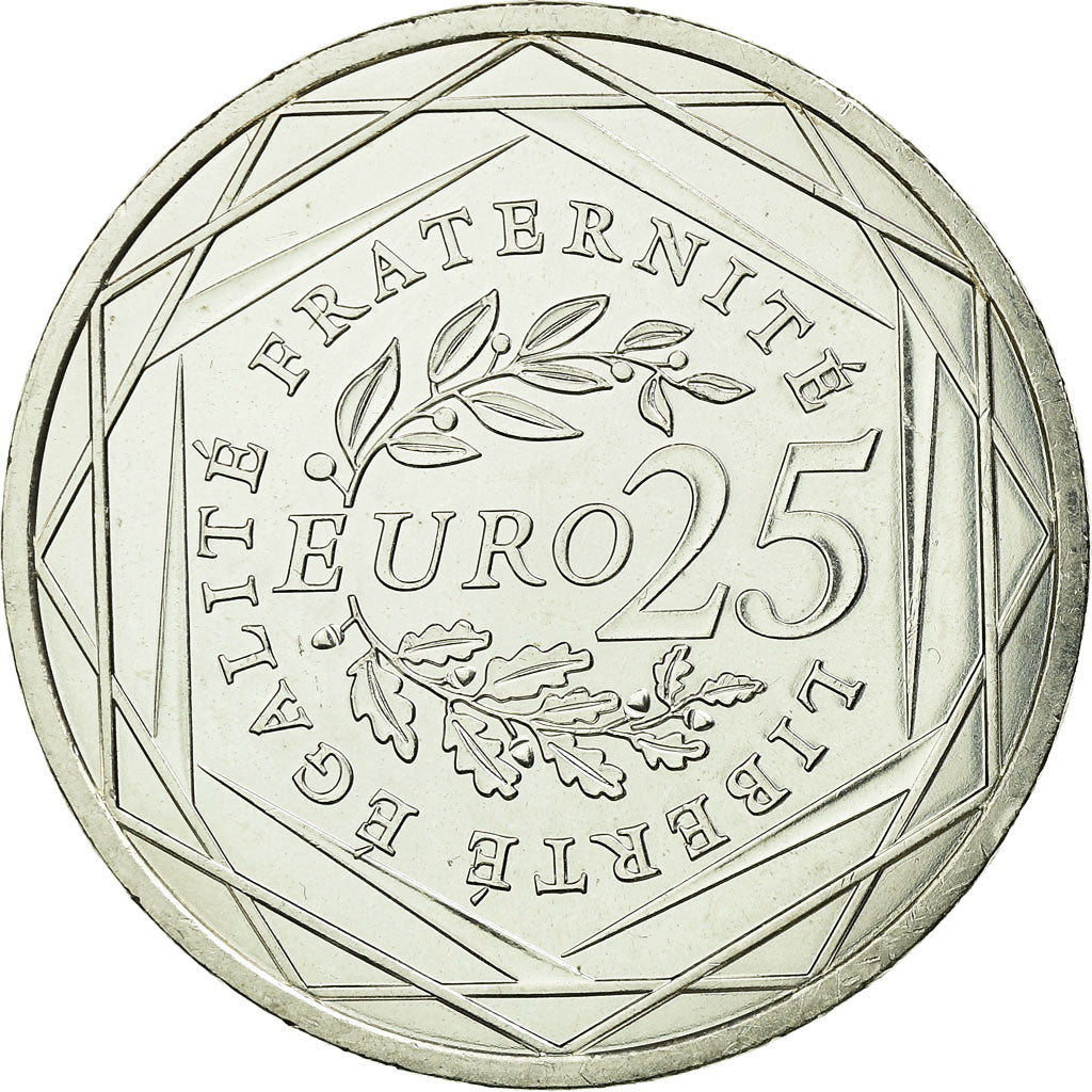 France, 25 Euro, Semeuse, 2009, MS(63), Silver, Gadoury:EU338, KM:1581