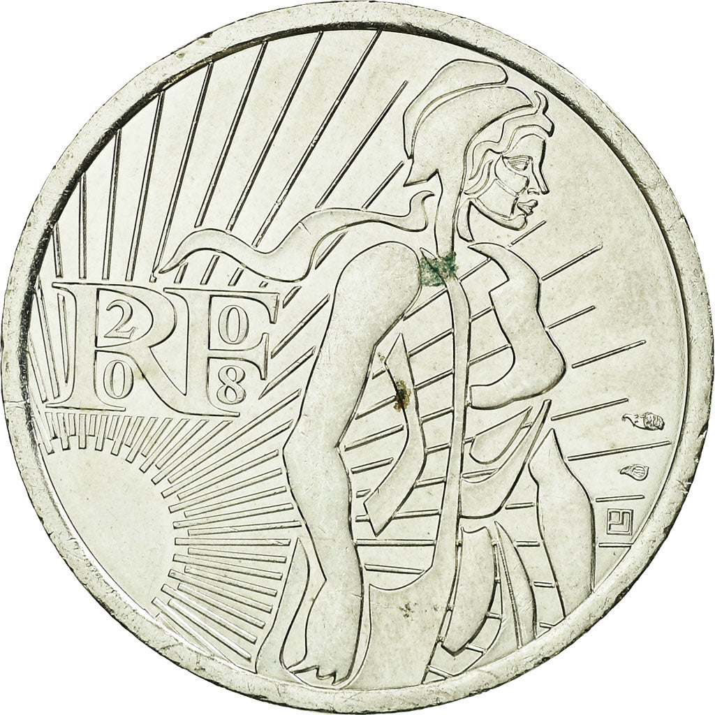 France, 5 Euro, 2008, AU(55-58), Silver, KM:1534