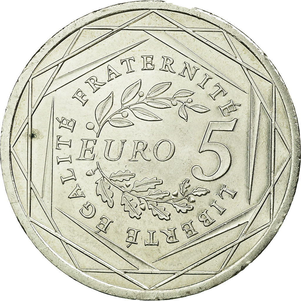 France, 5 Euro, 2008, AU(55-58), Silver, KM:1534