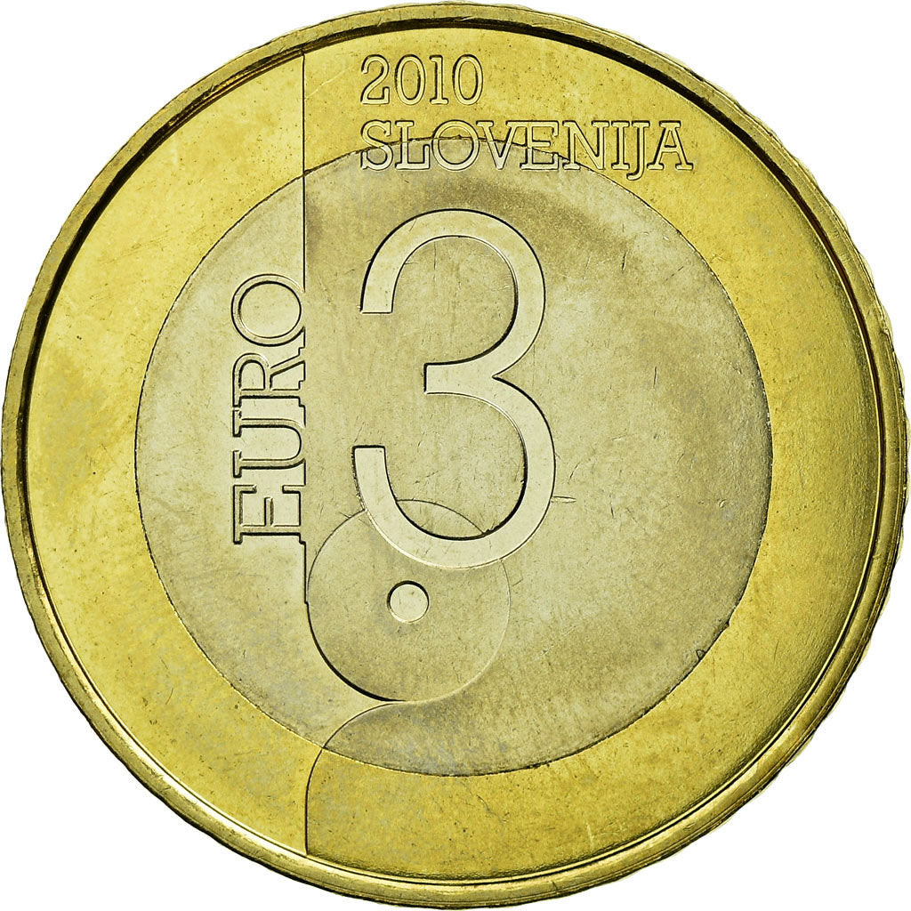 Słowenia, 3 Euro, 2010, MS(60-62), Bimetaliczny, KM:95