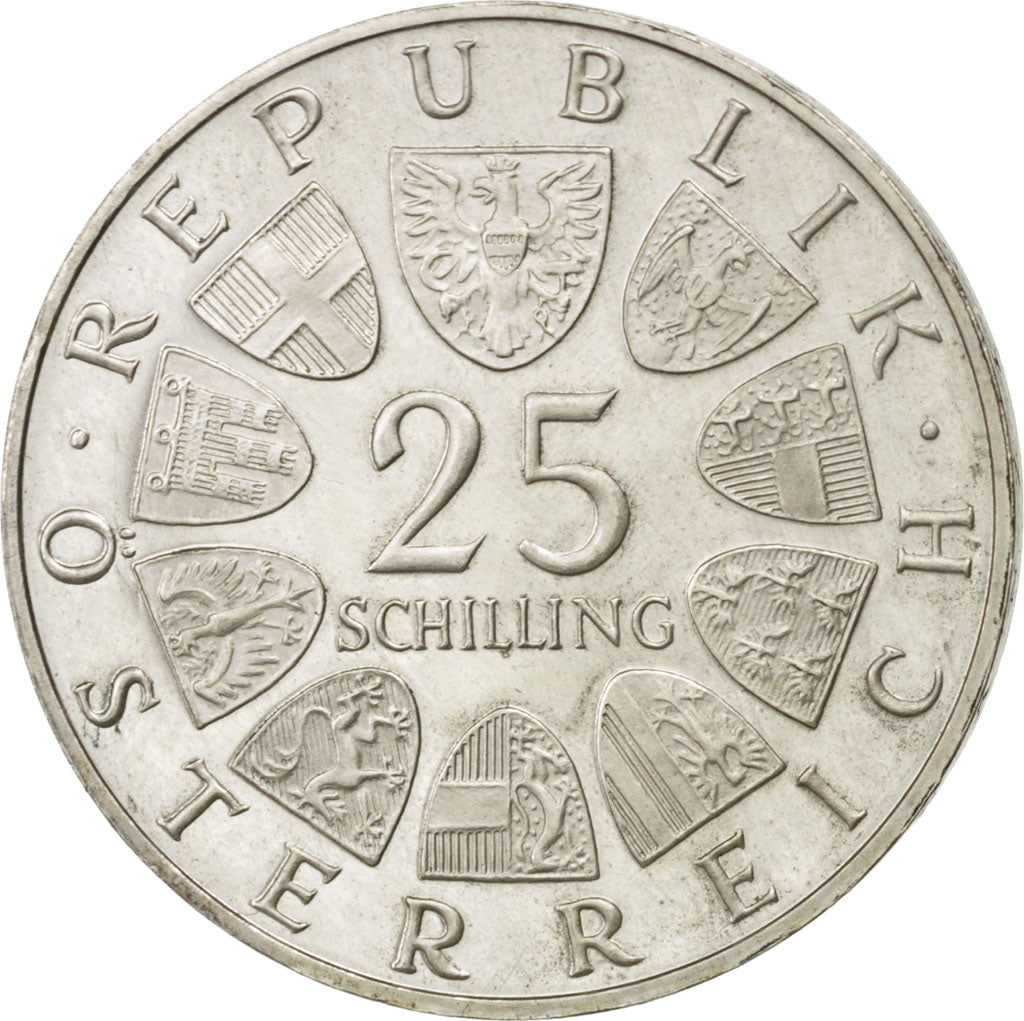 AUSTRIA, 25 Schilling, 1966, KM #2899, MS(63), Silver, 30, 12.98