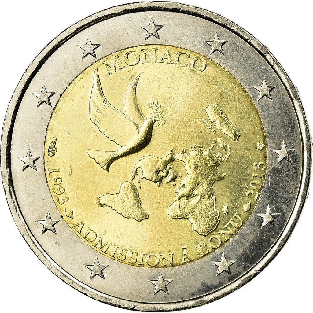 Monaco, 2 Euro, Admission à l'ONU, 2013, MS(63), Bi-Metallic