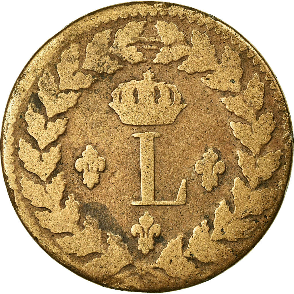 Munten, Frankrijk, Louis XVIII, Decime, 1815, Strasbourg, ZG+, Bronze, KM:701