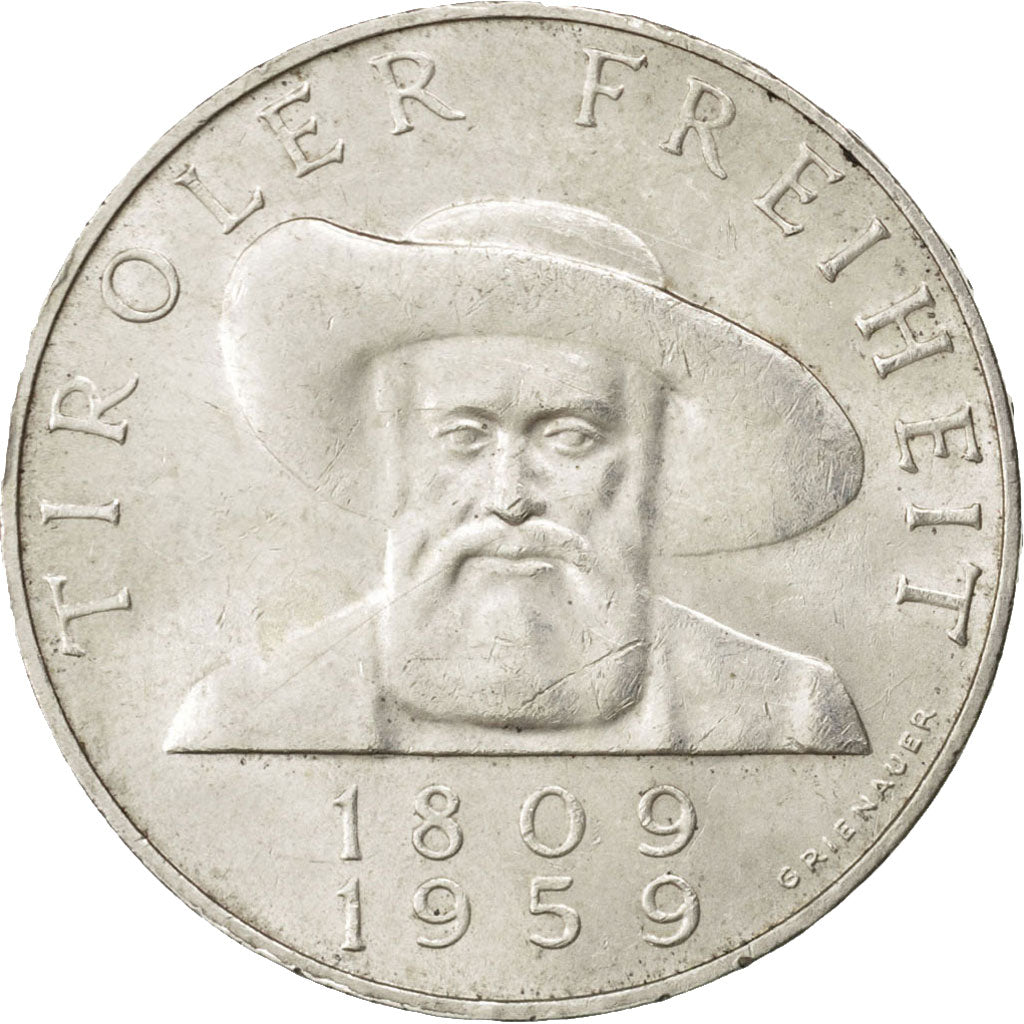 AUSTRIA, 50 Schilling, 1959, KM #2888, AU(55-58), Silver, 34, 20.02