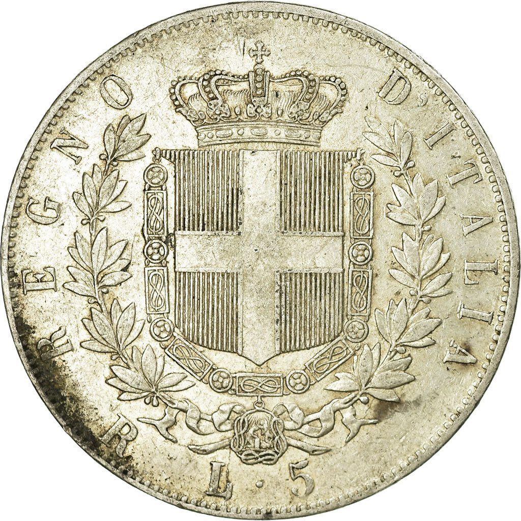 Coin, Italy, Vittorio Emanuele II, 5 Lire, 1876, Rome, AU(50-53), Silver, KM:8.4