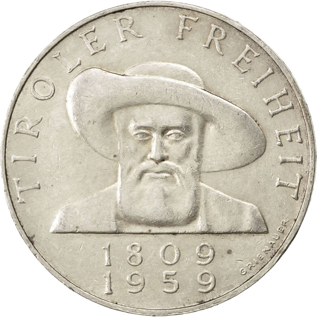 AUSTRIA, 50 Schilling, 1959, KM #2888, AU(55-58), Silver, 34, 19.88