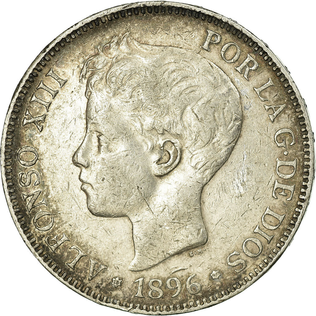 Coin, Spain, Alfonso XIII, 5 Pesetas, 1896, Madrid, VF(30-35), Silver, KM:707