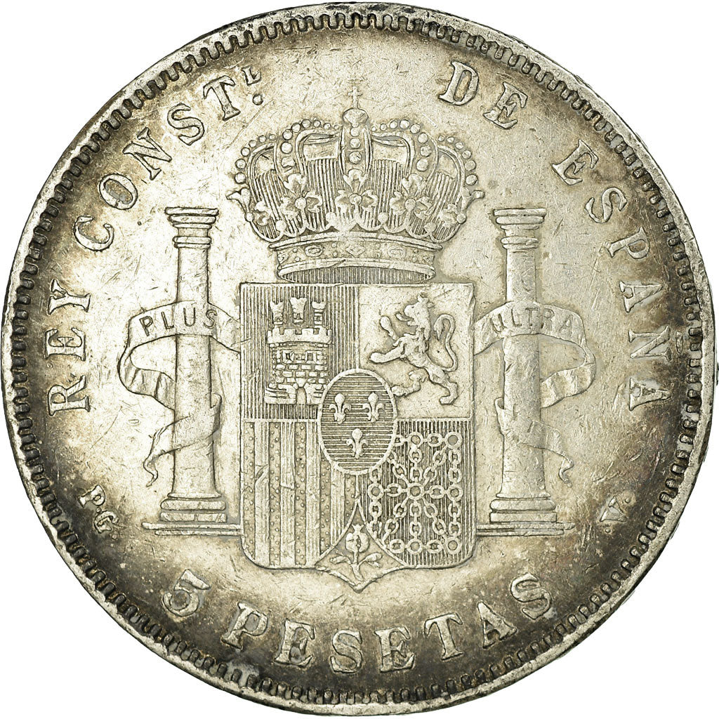 Coin, Spain, Alfonso XIII, 5 Pesetas, 1896, Madrid, VF(30-35), Silver, KM:707