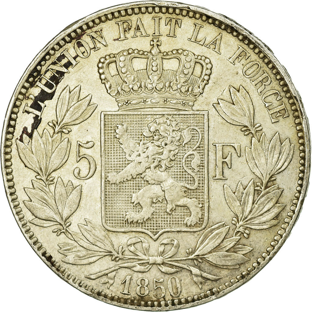Coin, Belgium, Leopold I, 5 Francs, 5 Frank, 1850, EF(40-45), Silver, KM:17