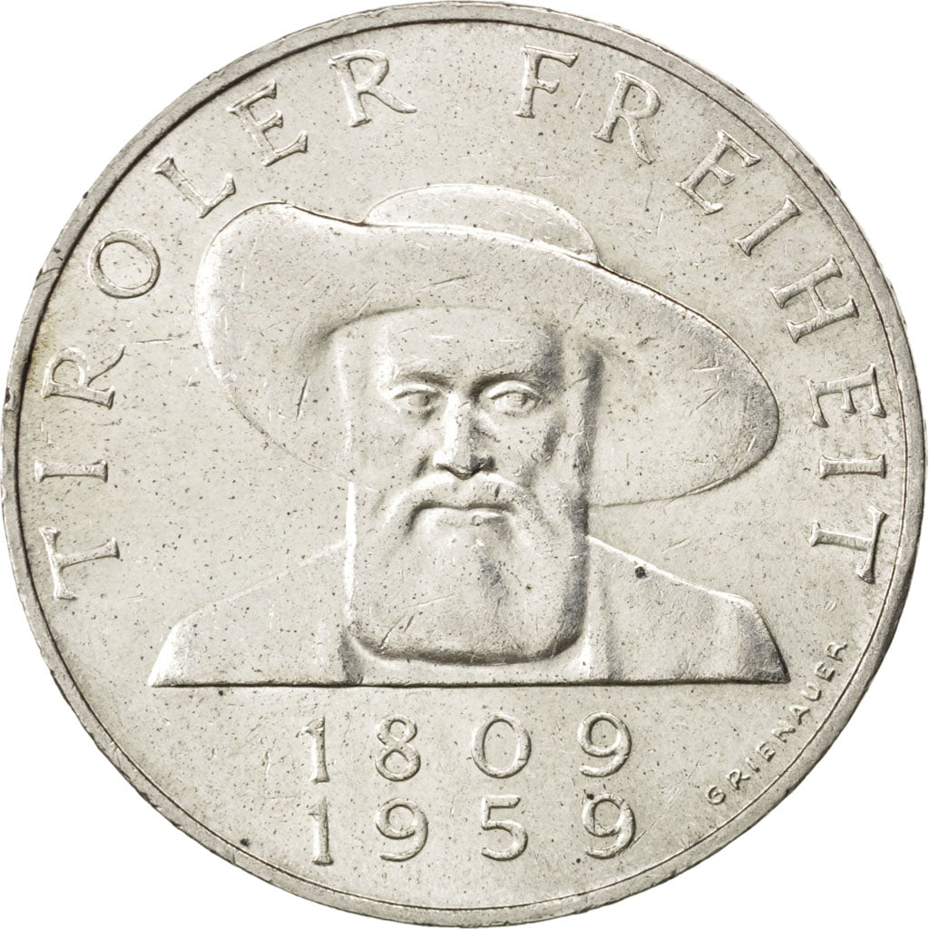 AUSTRIA, 50 Schilling, 1959, KM #2888, MS(65-70), Silver, 34, 20.00