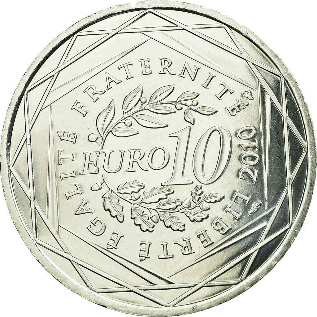 França, 10 Euro, Champagne-Ardenne, 2010, Champagne-Ardenne, MS(63), Prata