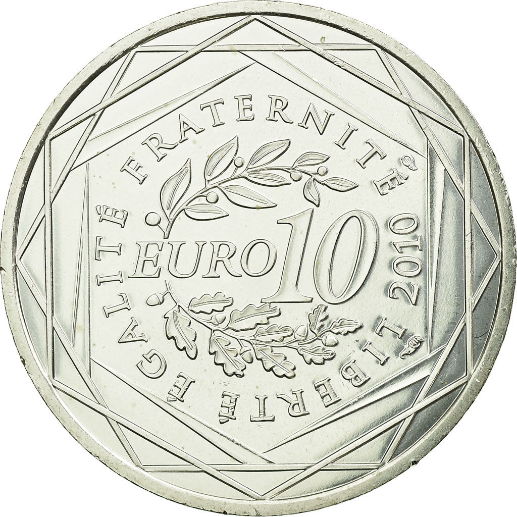France, 10 Euro, Guadeloupe, 2010, MS(63), Silver, KM:1655