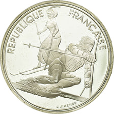 Coin, France, Slalom skiers, 100 Francs, 1990, BE, MS(60-62), Silver, KM:984