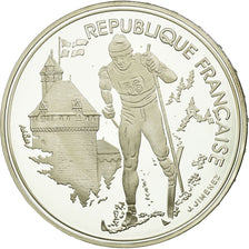 Moeda, França, Cross-country skier, 100 Francs, 1991, BE, AU(55-58), Prata