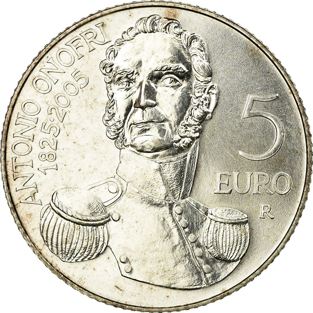 San Marino, 5 Euro, Antonio Onofri, 2005, MS(60-62), Silver, KM:468
