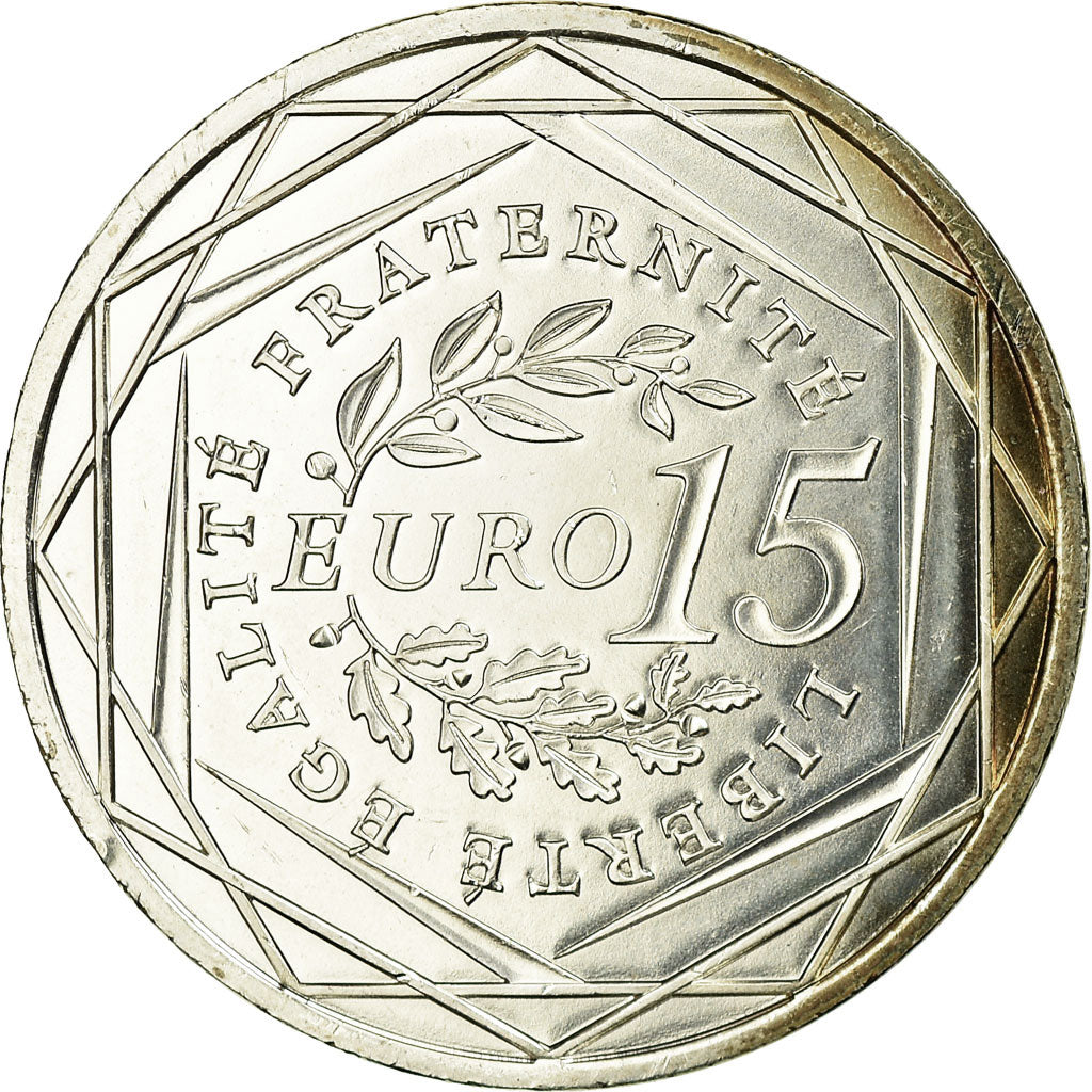 França, 15 Euro, 2008, MS(60-62), Prata, Gadoury:EU288, KM:1535