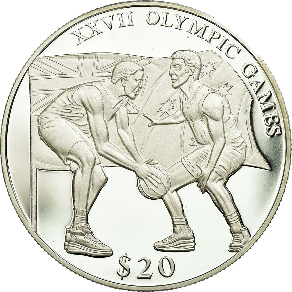 Coin, Liberia, Basket-Ball, 20 Dollars, 2000, Proof, MS(60-62), Silver, KM:488
