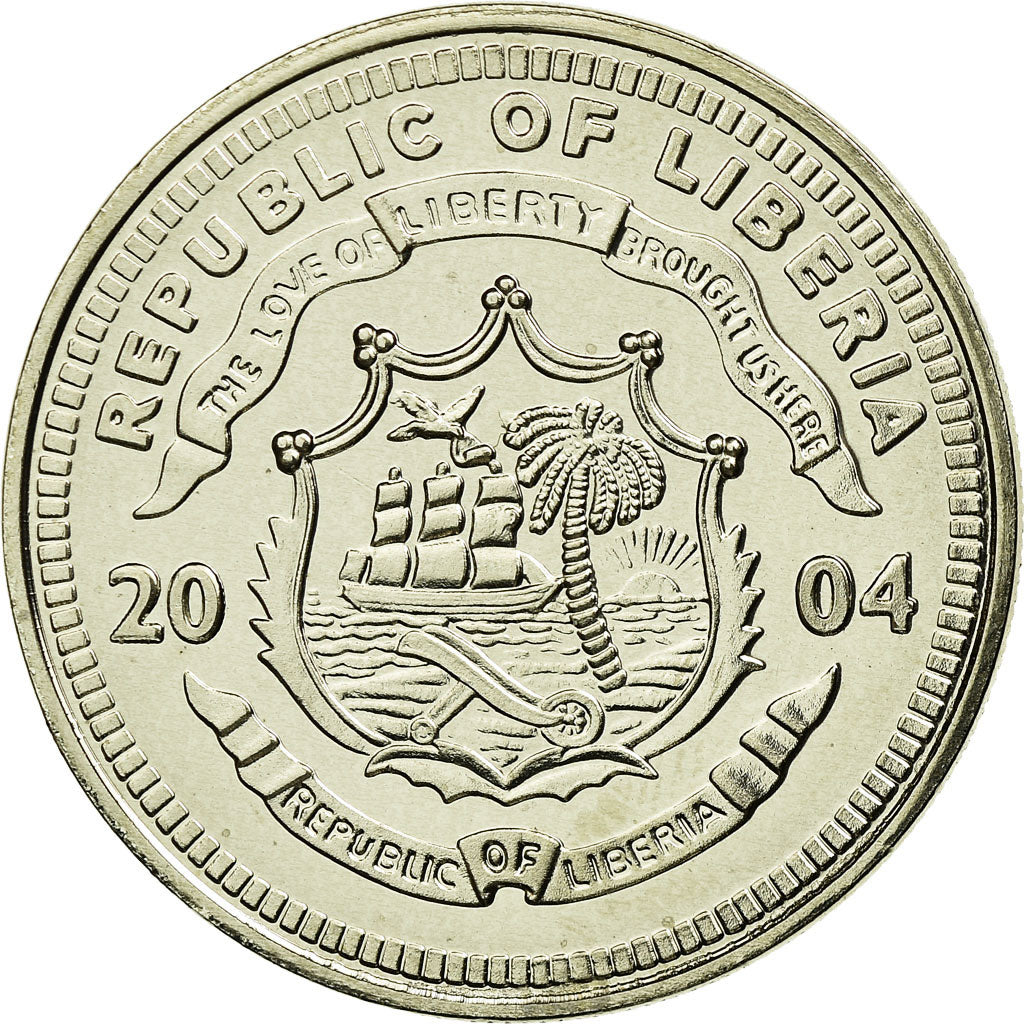 Coin, Liberia, 5 Dollars, 2004, MS(65-70), Cupro-nickel