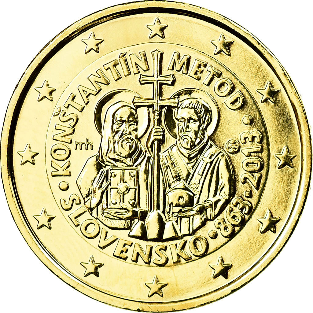 Slovakia, 2 Euro, 2013, gold-plated coin, MS(63), Bi-Metallic, KM:128