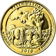 Coin, United States, Yellowstone, Quarter, 2010, U.S. Mint, Denver, gold-plated