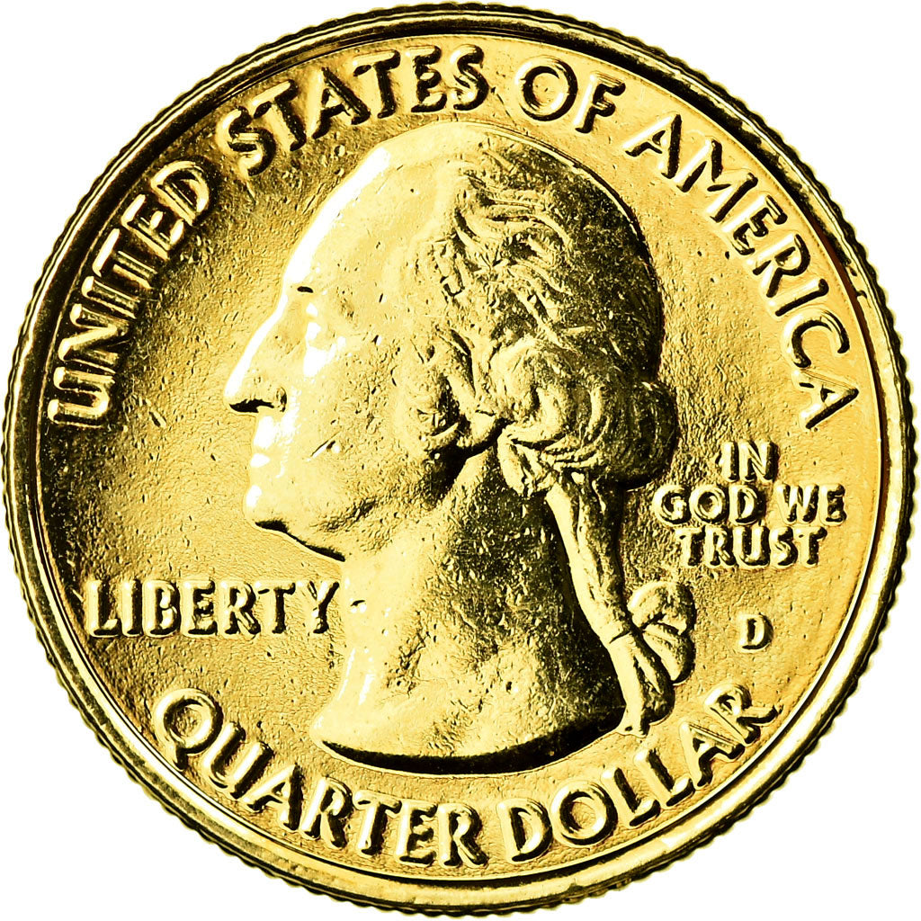 Coin, United States, Yellowstone, Quarter, 2010, U.S. Mint, Denver, gold-plated