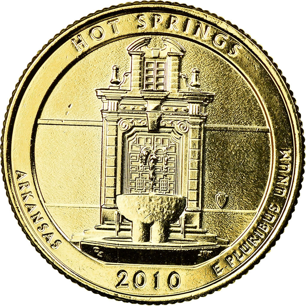 Moneta, Stati Uniti, Hot Springs, Quarter, 2010, U.S. Mint, Denver, gold-plated