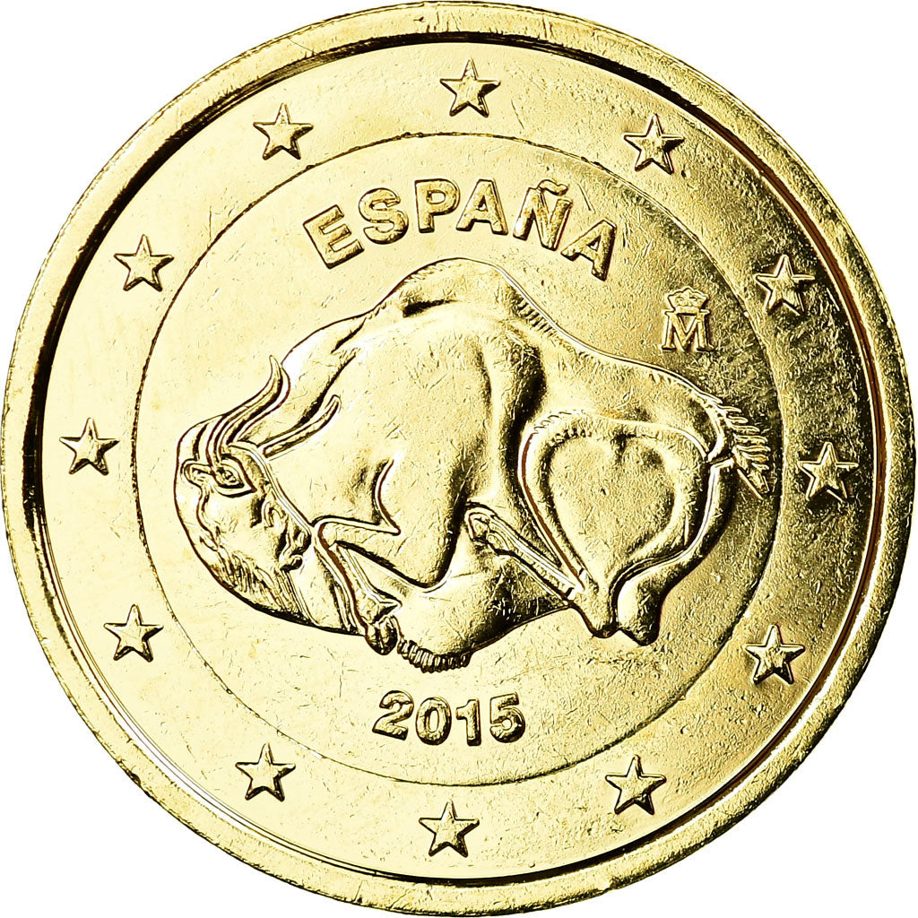 Hiszpania, 2 Euro, Grotte d'Altamira, 2015, gold-plated coin, AU(55-58)