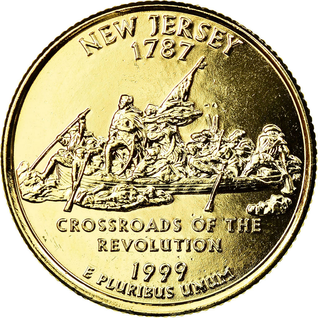 Coin, United States, New Jersey, Quarter, 1999, U.S. Mint, Denver, golden