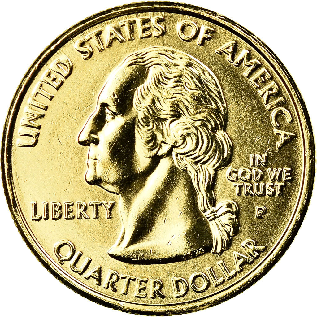Coin, United States, Virginia, Quarter, 2000, U.S. Mint, Philadelphia, golden