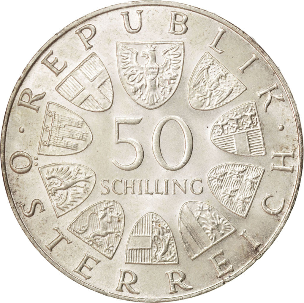 Coin, Austria, 50 Schilling, 1972, AU(55-58), Silver, KM:2914