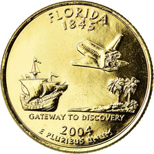 Coin, United States, Florida, Quarter, 2004, U.S. Mint, Denver, golden