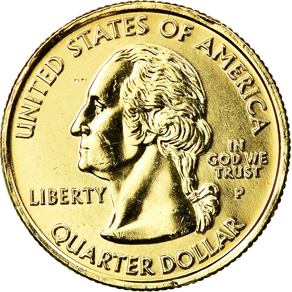 Coin, United States, Wisconsin, Quarter, 2004, U.S. Mint, Philadelphia, golden