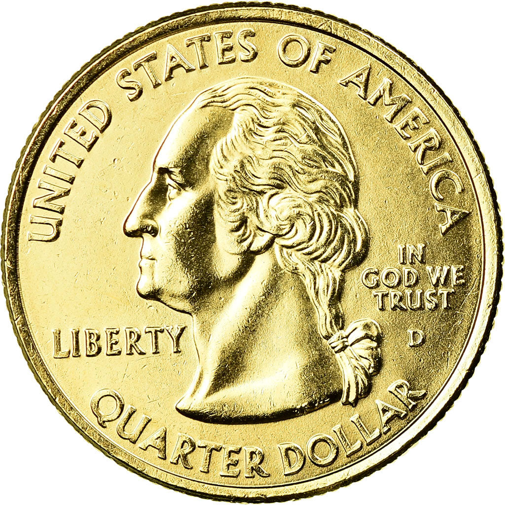 Moneta, USA, Mississippi, Quarter, 2002, U.S. Mint, Denver, golden, MS(63)