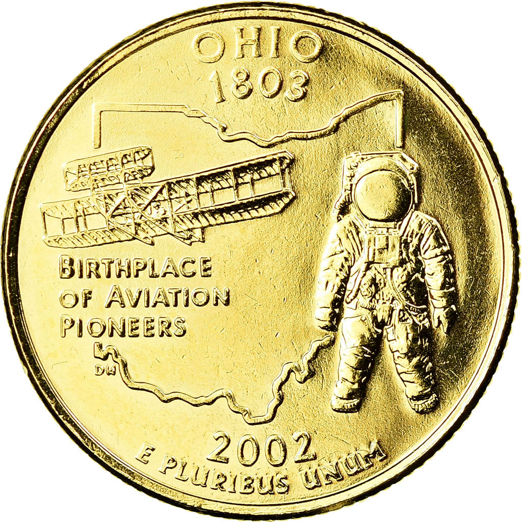 Coin, United States, Ohio, Quarter, 2002, U.S. Mint, Denver, golden, MS(60-62)