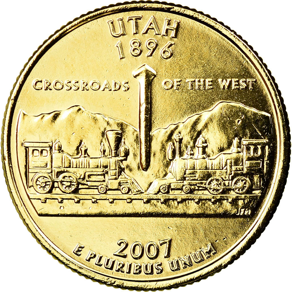 Coin, United States, Utah, Quarter, 2007, U.S. Mint, Denver, golden, MS(63)
