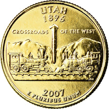 Coin, United States, Utah, Quarter, 2007, U.S. Mint, Denver, golden, MS(63)
