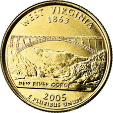 Coin, United States, West Virginia, Quarter, 2005, U.S. Mint, Denver, golden