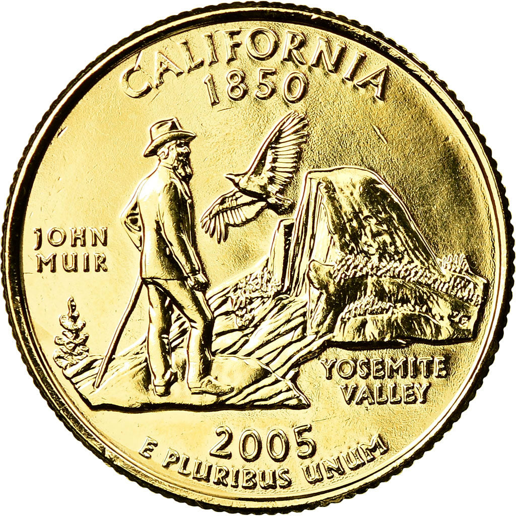 Coin, United States, California, Quarter, 2005, U.S. Mint, Denver, golden