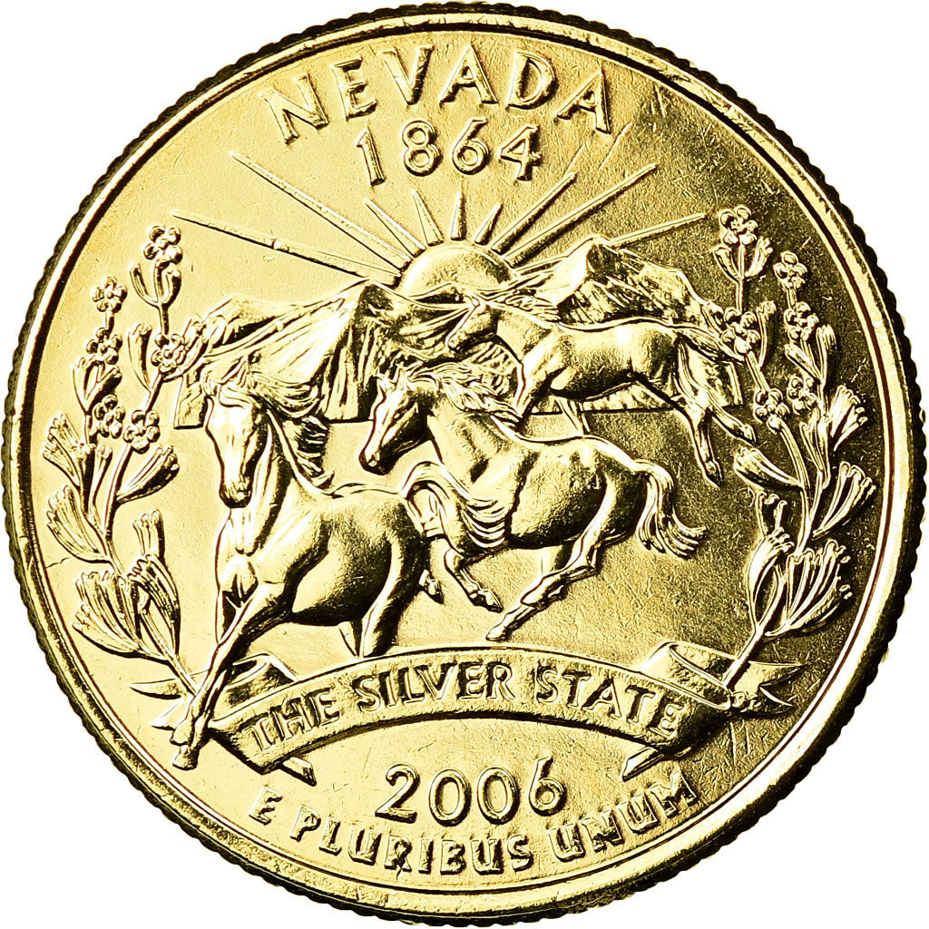 Coin, United States, Nevada, Quarter, 2006, U.S. Mint, Denver, golden