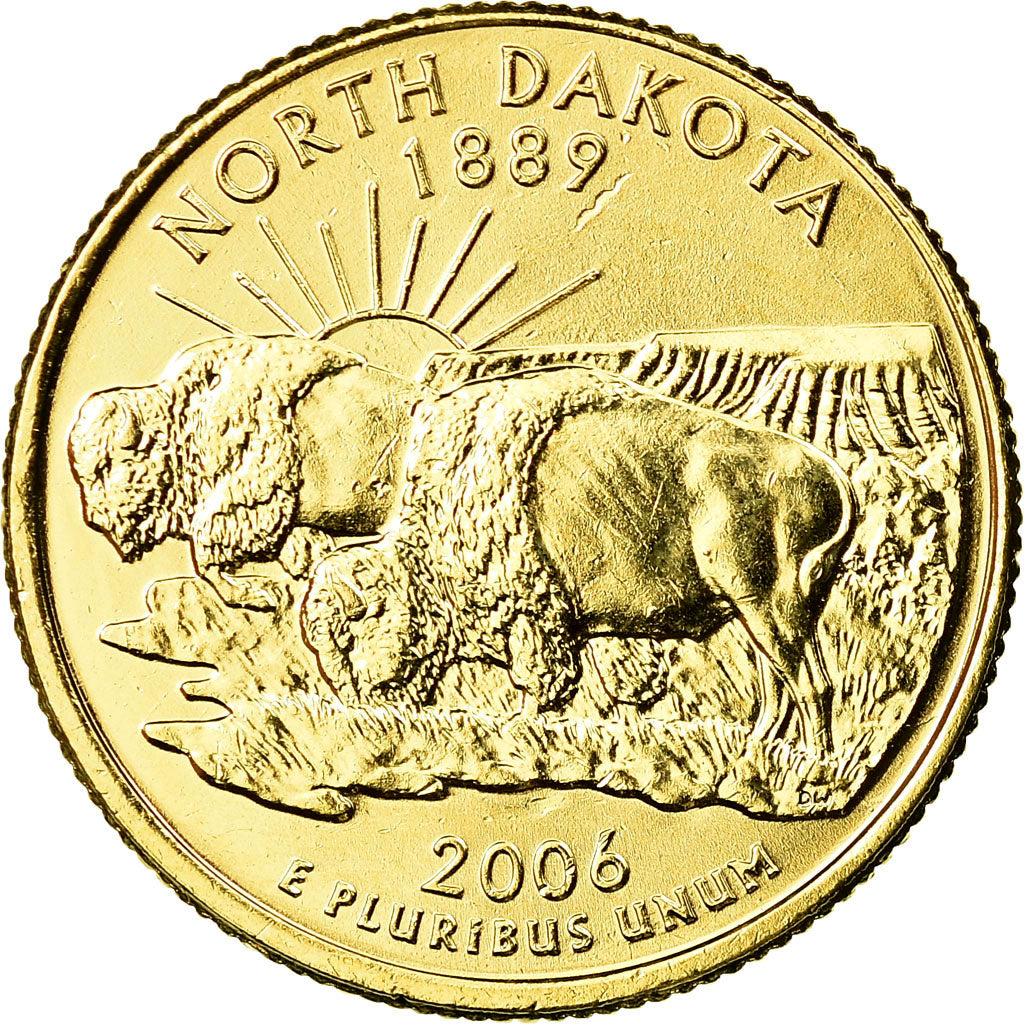 Monnaie, États-Unis, North Dakota, Quarter, 2006, U.S. Mint, Philadelphie