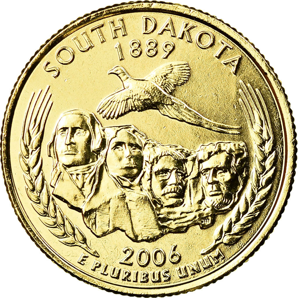Coin, United States, South Dakota, Quarter, 2006, U.S. Mint, Denver, golden