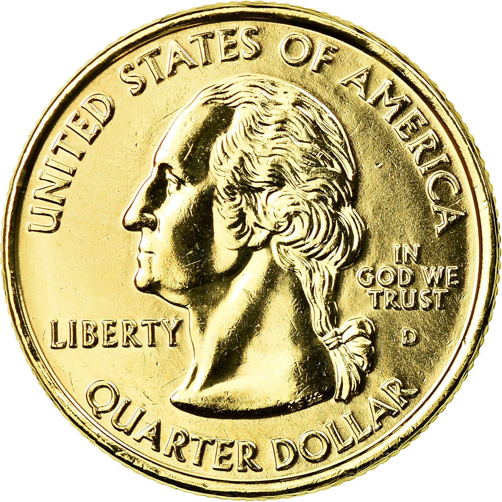 Coin, United States, New York, Quarter, 2001, U.S. Mint, Denver, golden