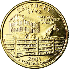 Moneta, USA, Kentucky, Quarter, 2001, U.S. Mint, Philadelphia, golden
