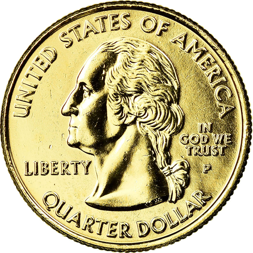 Moneta, USA, Kentucky, Quarter, 2001, U.S. Mint, Philadelphia, golden