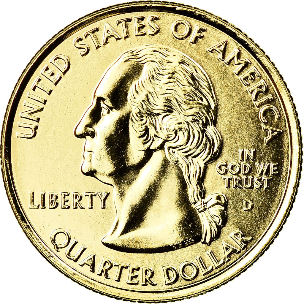Coin, United States, Alaska, Quarter, 2008, U.S. Mint, Denver, golden
