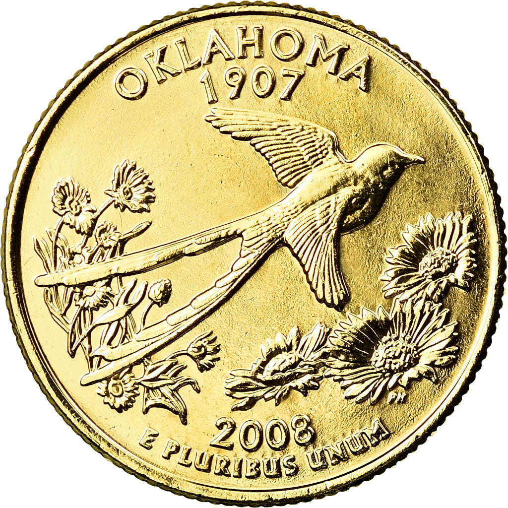 Monnaie, États-Unis, Oklahoma, Quarter, 2008, U.S. Mint, Denver, golden, SUP+