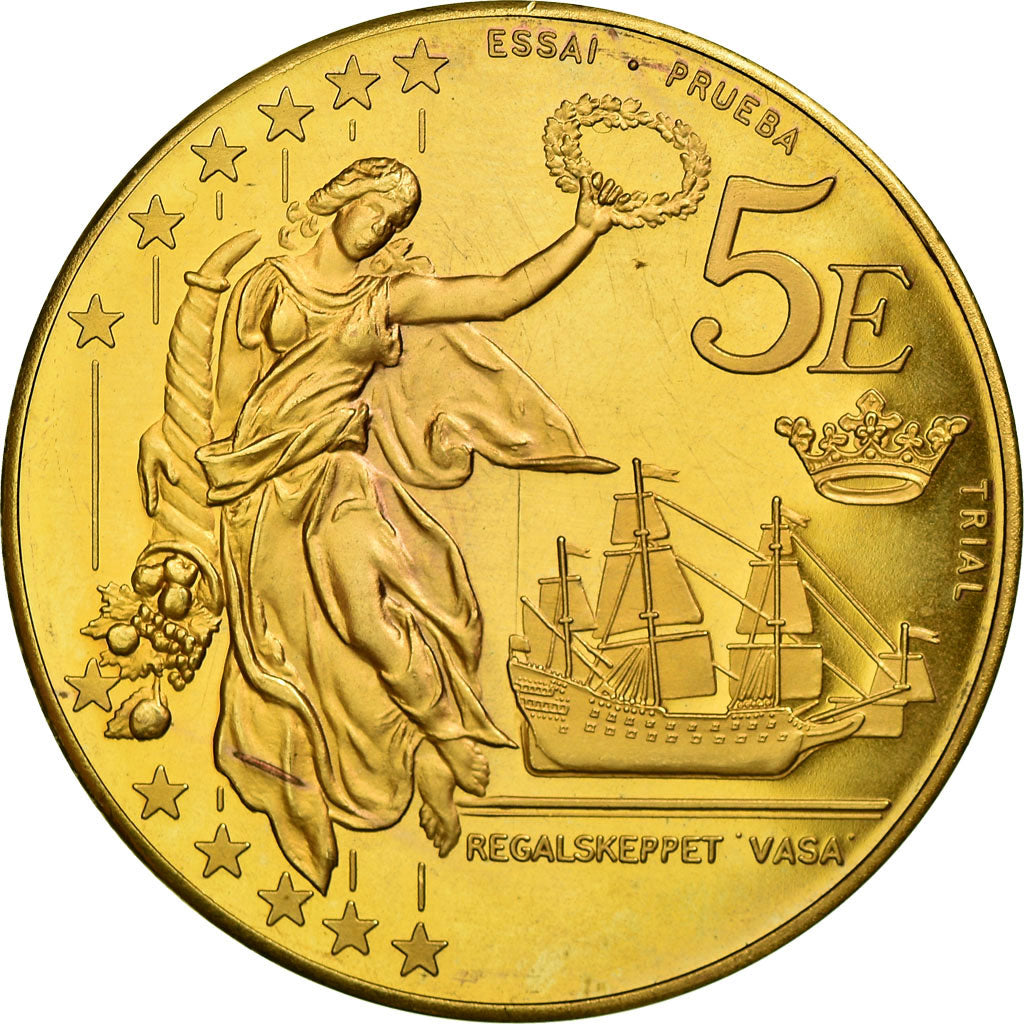 Svezia, Fantasy euro patterns, 5 Euro, 2003, Proof, SPL-, Oro, KM:Pn9