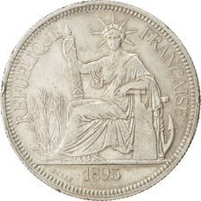 FRENCH INDO-CHINA, Piastre, 1895, Paris, KM #5a.1, VF(30-35), Silver, Lecompte..