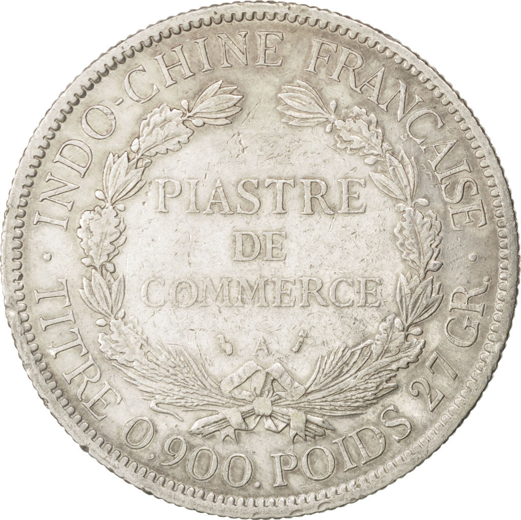 FRENCH INDO-CHINA, Piastre, 1895, Paris, KM #5a.1, VF(30-35), Silver, Lecompte..